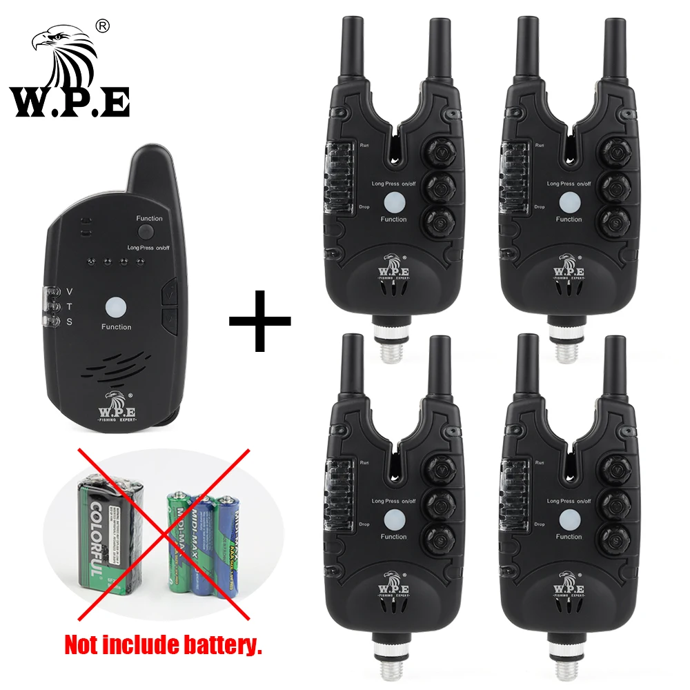 W.P.E 4+1 Carp Fishing Bait Alarm Set LED Electronic European Carp Fishing Tackle Alert Luminous Fishing Accessories Pesca