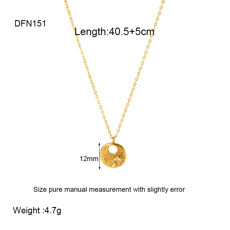 2024 Waterproof Tarnish-free 18K Gold Stainless Steel Heart Shell Palm Tree Geometric Pendant Necklace for Women
