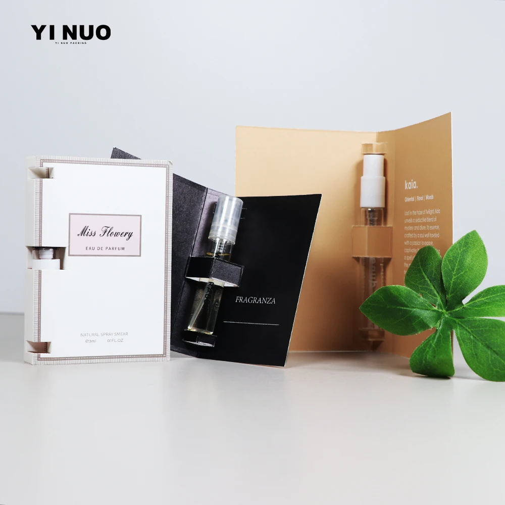 Wholesale Custom Designs Uv Printing Paper Perfume/room Spray Mini Sample Cards For 2ml Perfume Bottles