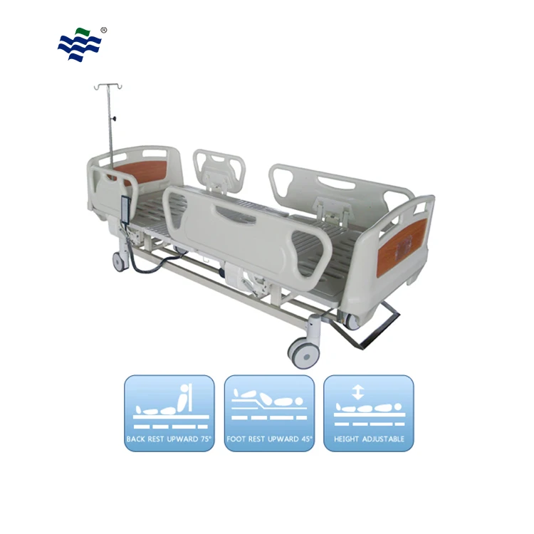 Clinic Luxurious 3 Function Electric ICU Patient Bed Medical Hospital Beds for Sale Metal Parts Material Safe