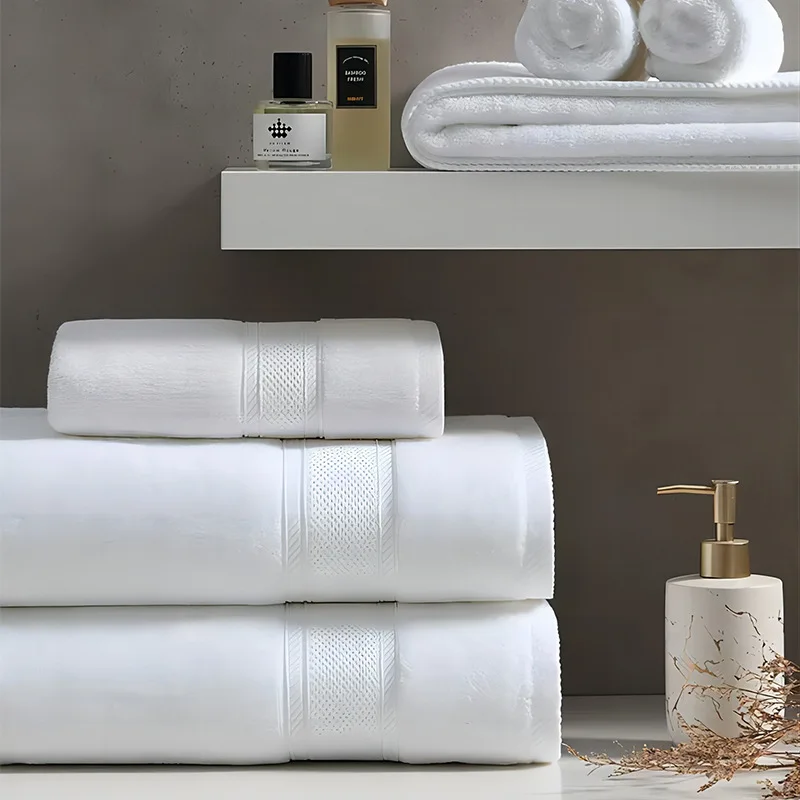 High quality 100% cotton 5-star bath towel China Factory Hotel white cotton towel