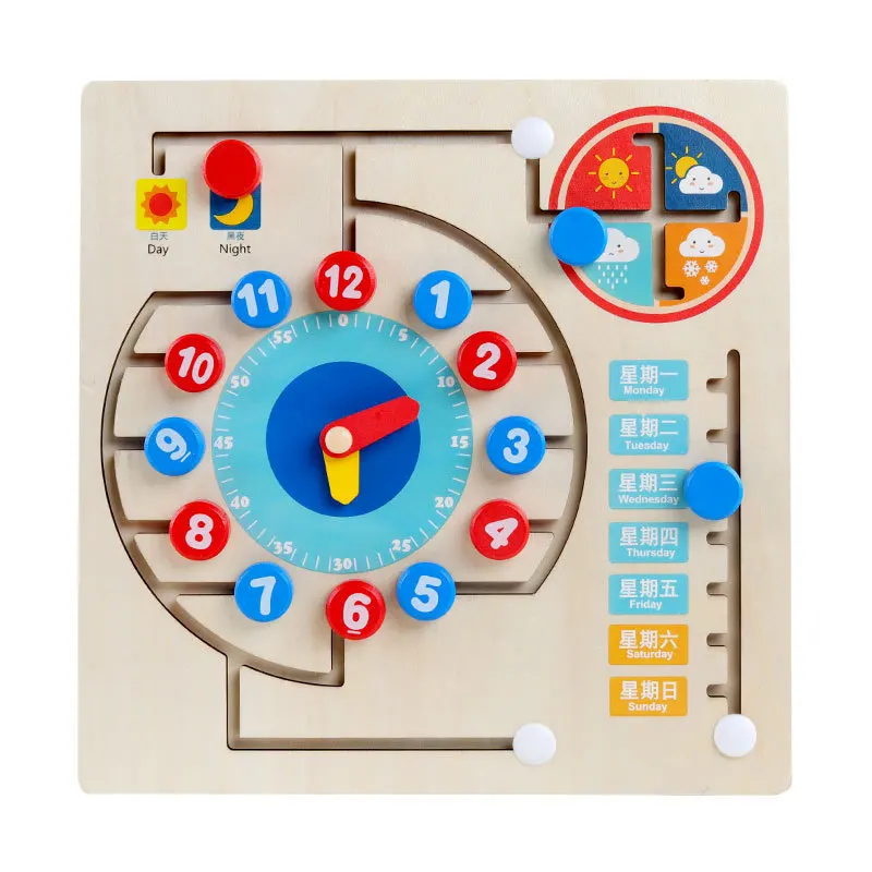 EN71 Wooden Toy Clock   Educational Maze Toys