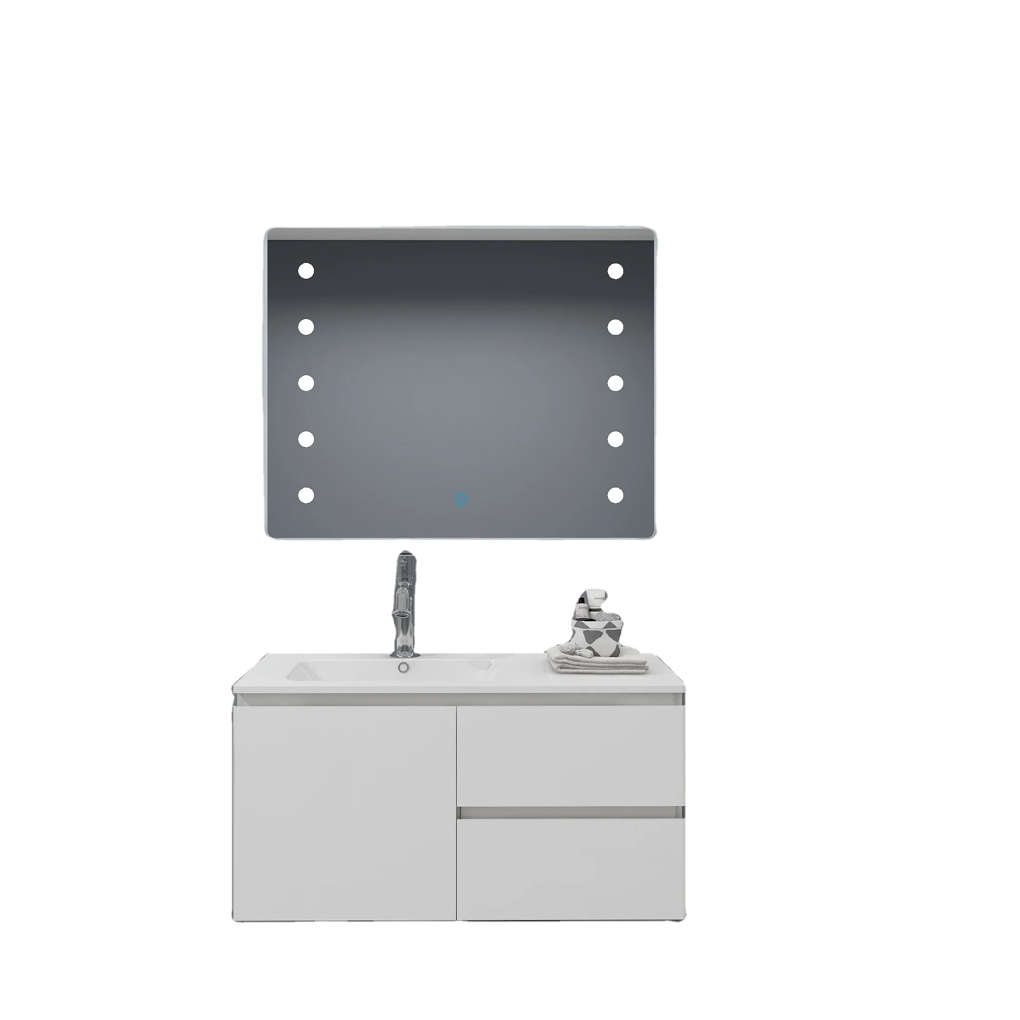 
100cm modern design pvc bathroom cabinet combination with smart mirror factory direct sale 