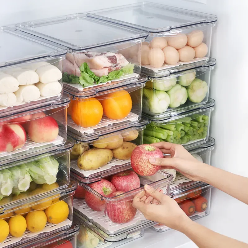 Современный пластиковый Кухонный Контейнер для хранения пищевых продуктов органайзер корзина домашних животных холодильник с упакованной коробкой