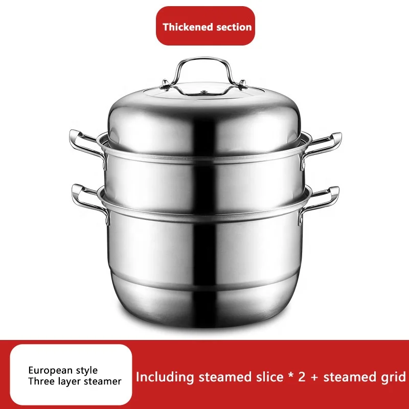 Wholesale Stainless Steel Food Steamer Thickened Double-layer Three-layer Steamer Pot 304 Steamer Cookware