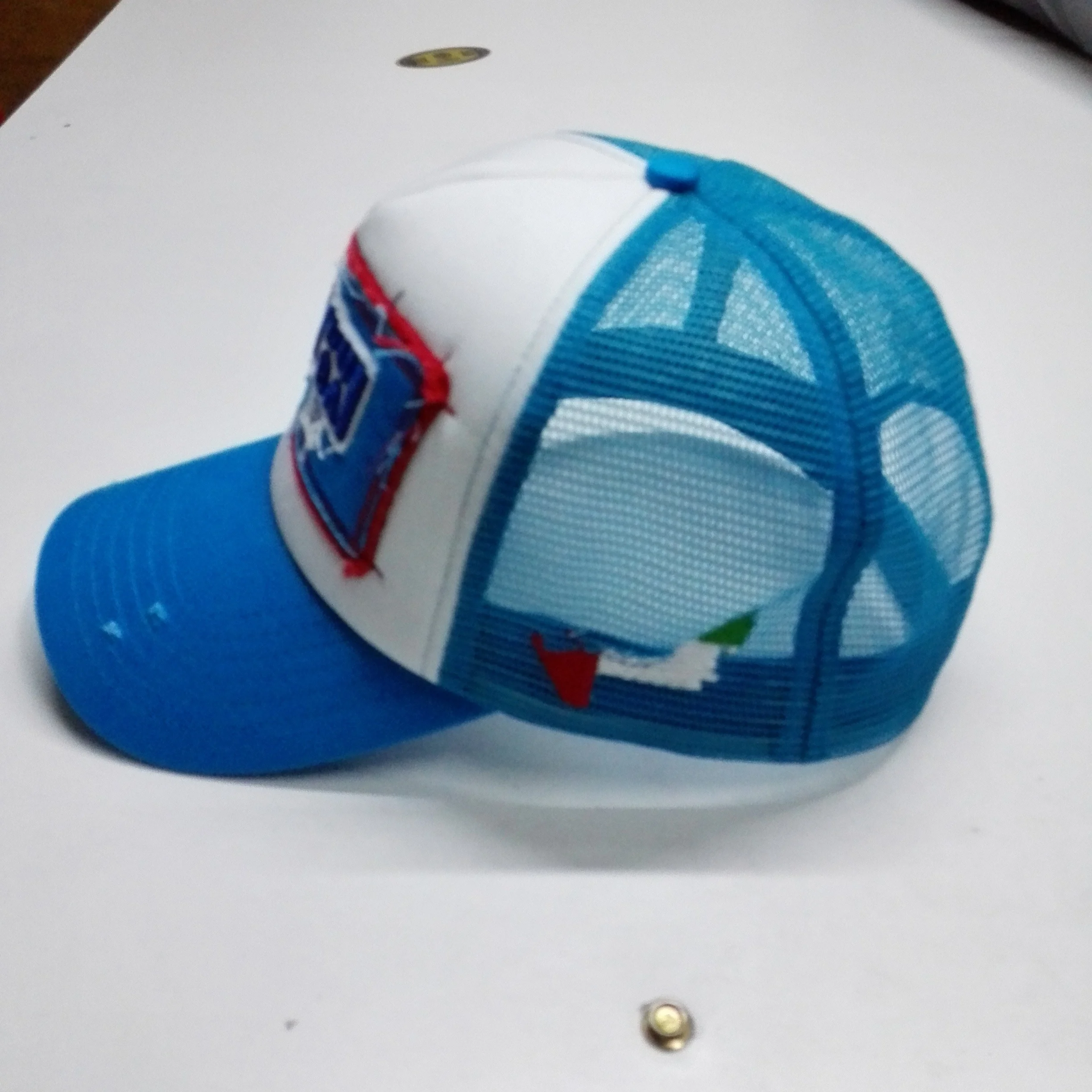 Applique Embroidery Logo Shabby Brim Australian Trucker Caps Mesh Distressed Country Trucker Caps 5 Panel A Frame Baseball Cap