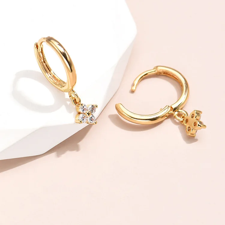 2024 Fashion Hoop Earrings Set Copper Zircon Hoop Earring Gold Plated Earrings Dainty Jewelry for Women Girls