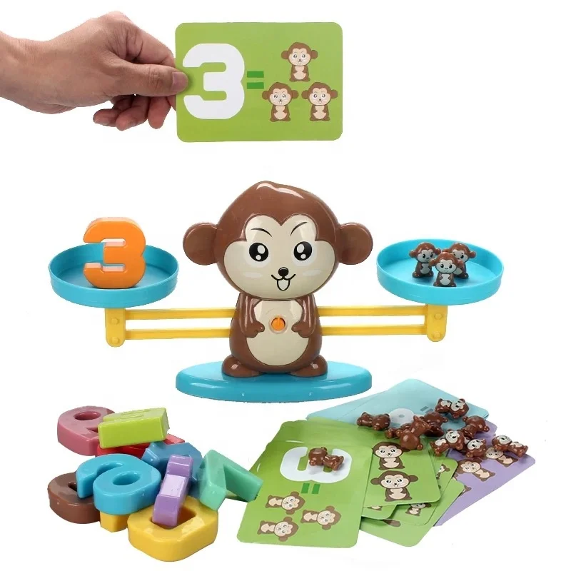 
Monkey Balance Counting Cool Math Games - STEM Toys for 3 4 5 Year olds Cool Math Educational Kindergarten - Number Learning Mat 