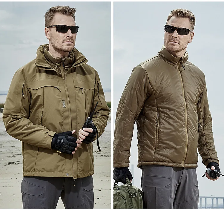 3 In 1 Parka Windbreak Outdoor Sports Shooting Combat Clothing Suit Camouflage Hooded Coat Tactical Workwear Jacket Uniform