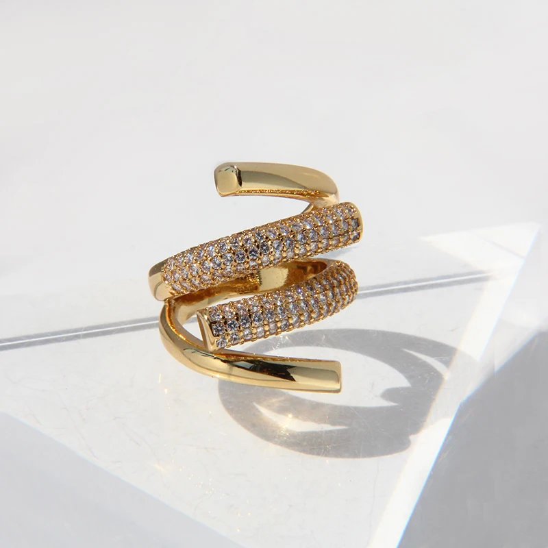 New Trendy Layered Circle Hug Adjustable Rings Solid Chunky Cubic Zirconia Women Rings Vintage Minimalist Fashion Jewelry 2021