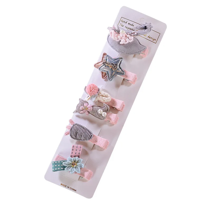 6pcs/set baby girls cartoon cute princess hair pins bb clips accessories wholesale