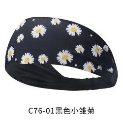 Yoga hair band Internet celebrity little daisy printed hair band fashion headband sweat-absorbent stretch exercise hair band