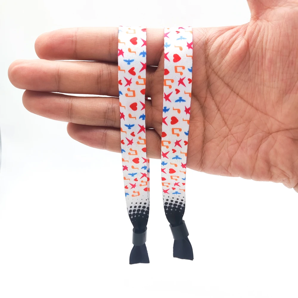Custom Disposable Polyester Satin Wristband Sublimation Woven Fabric Bracelet Festivals Events Barrel Lock Promotional Wristband