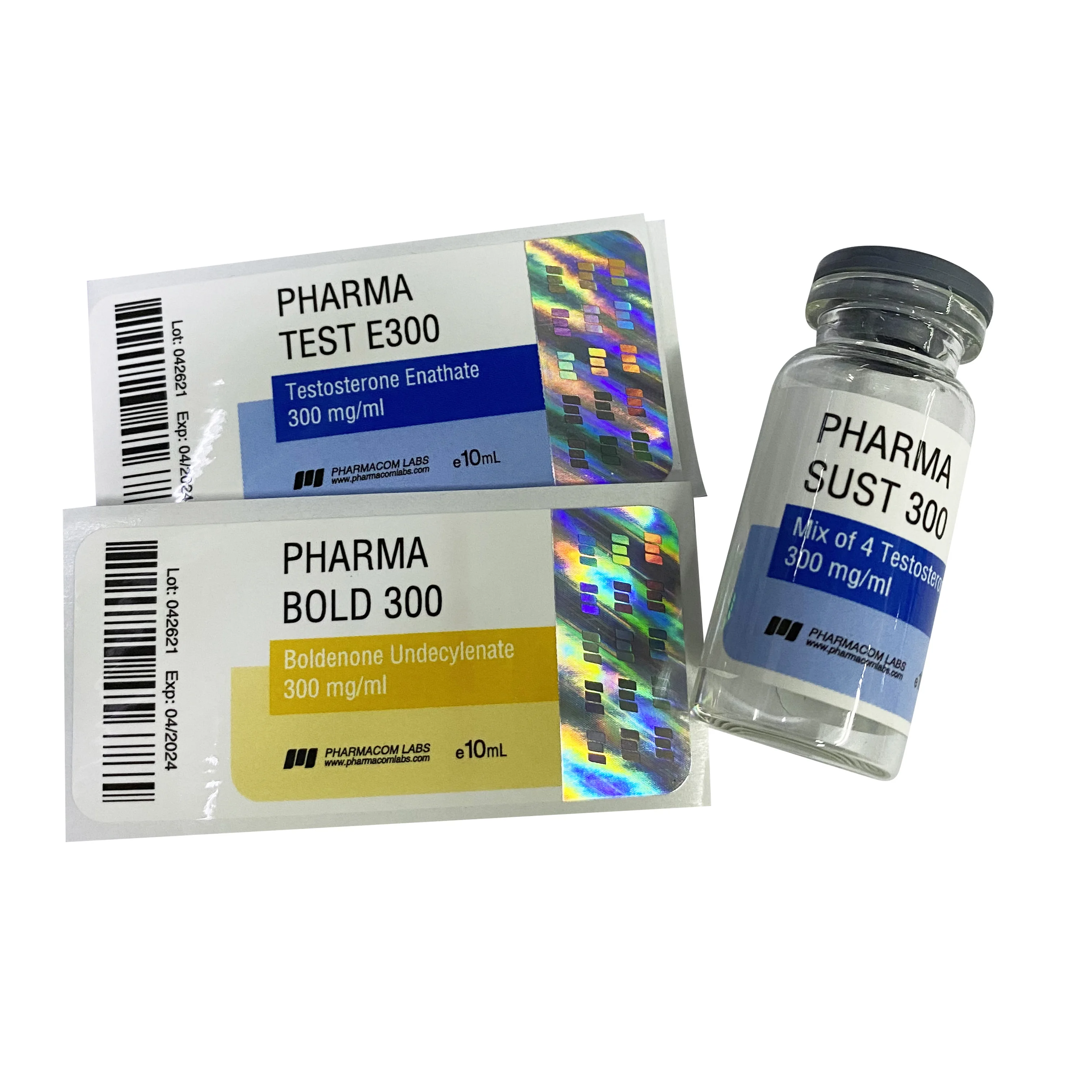 Custom laser 10ml hologram vial labels steroid PHARMA brand