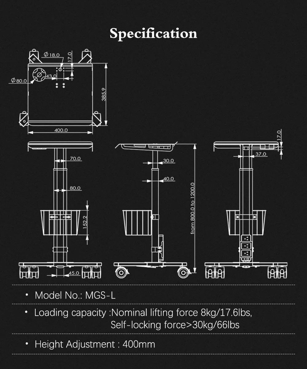 Mobile workstation Laptop cart nurse cart hospital trolley