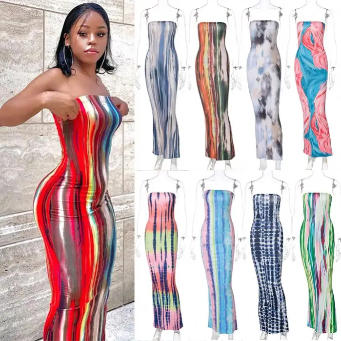 B3011-2023 new arrivals strapless bodycon dress wrap dresses sundresses women summer