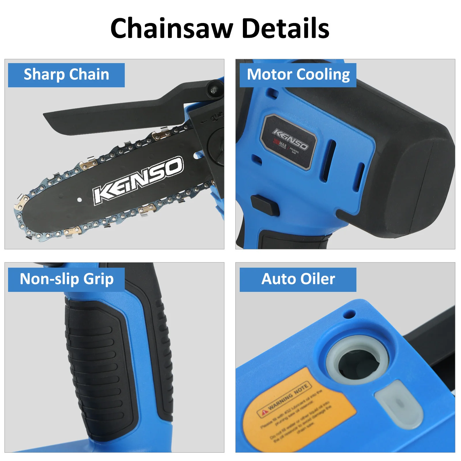 Cordless 6 Inch Electric Chain Saw With Security Lock & Auto Oiler  20V Handheld Chainsaw For Tree Trimming Wood Cutting