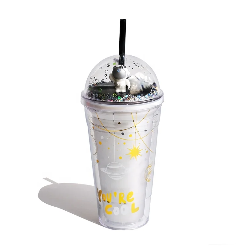 
Girlwill Astronaut Plastic Mugs With Dome Lids And Straws Tumbler Cups Wholesale Custom Logo Supports Sublimation & Silkscreen 