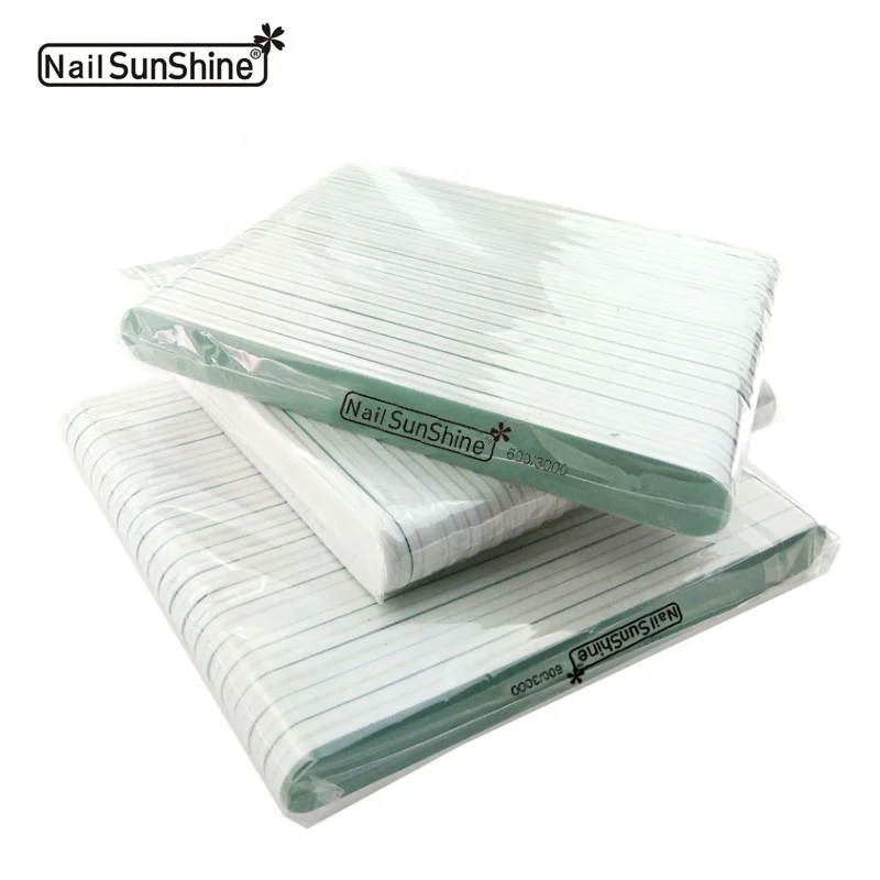 
Professional factory wholesale nail sunshine 18x2cm straight nail buffer buffing nail white green 2 sides 600 3000 grit 
