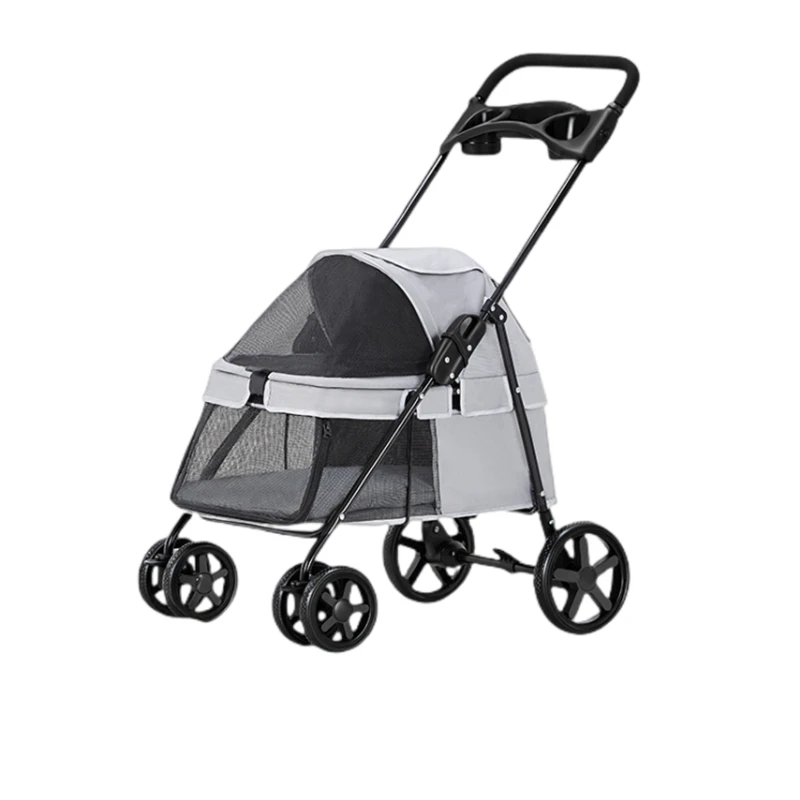 Folding pet stroller dog carrier outdoor travel trolley customized wholesale lightweight premium oxford pet cart