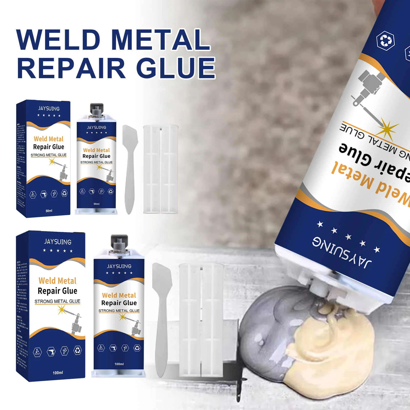 Metal Glue Weld Metal Repair Glue Cast Iron High Strength Repairing Adhesive Heat Resistance Cold Weld Industrial Repair Agent