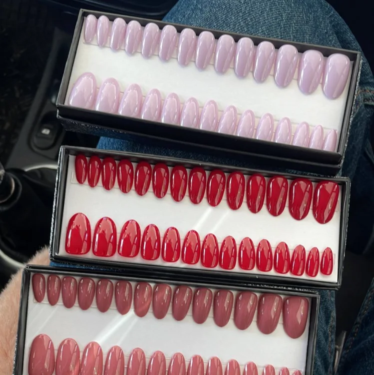 Hot selling luxury Custom Nails Private Label Long handmade Acrylic fingernails with glue Press On Nails