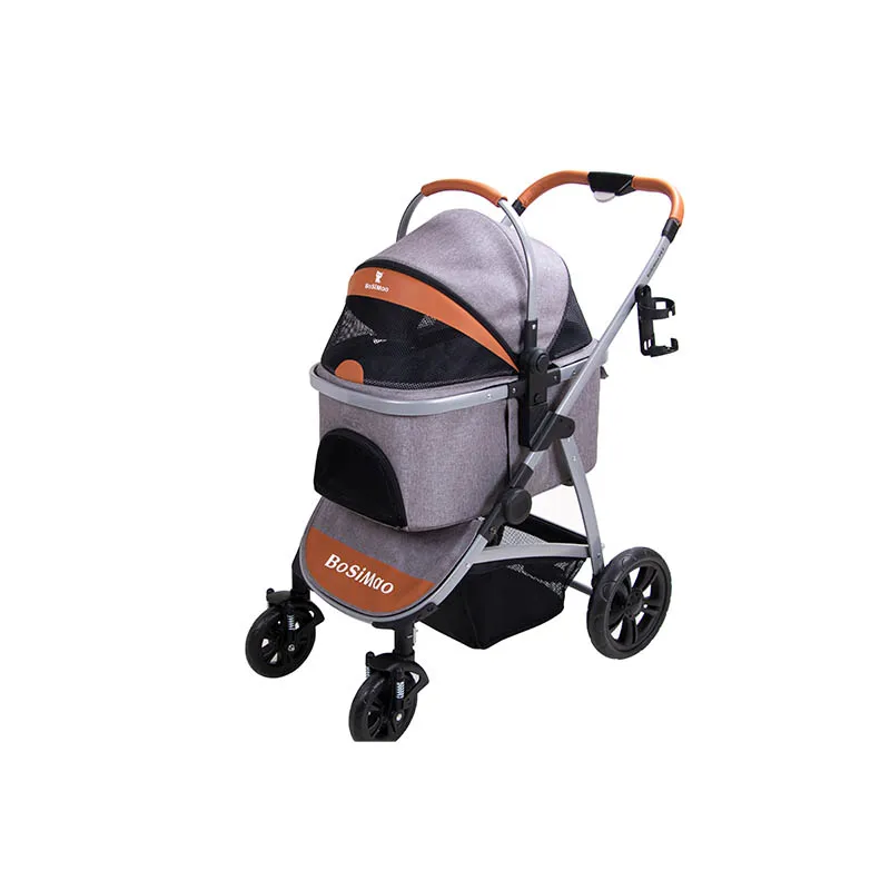 Best pet dog stroller for sale one hand fold up dog stroller luxury 4 wheels pet bicycle trailer for pet travelling