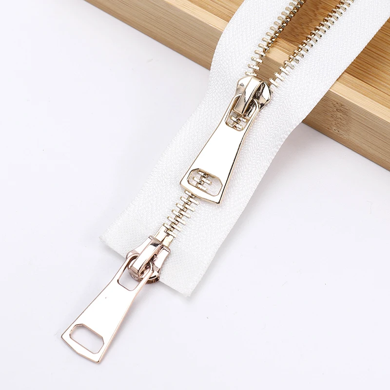 4# Brass Metal Zipper Alloy Chain Open Front Flap For Casual Pants Shoes Garments