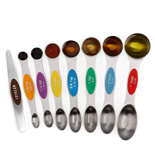 Amazon Top Seller Magnetic Double Head Measuring Spoons Set Stainless Steel Measuring Spoon 8 Of Set