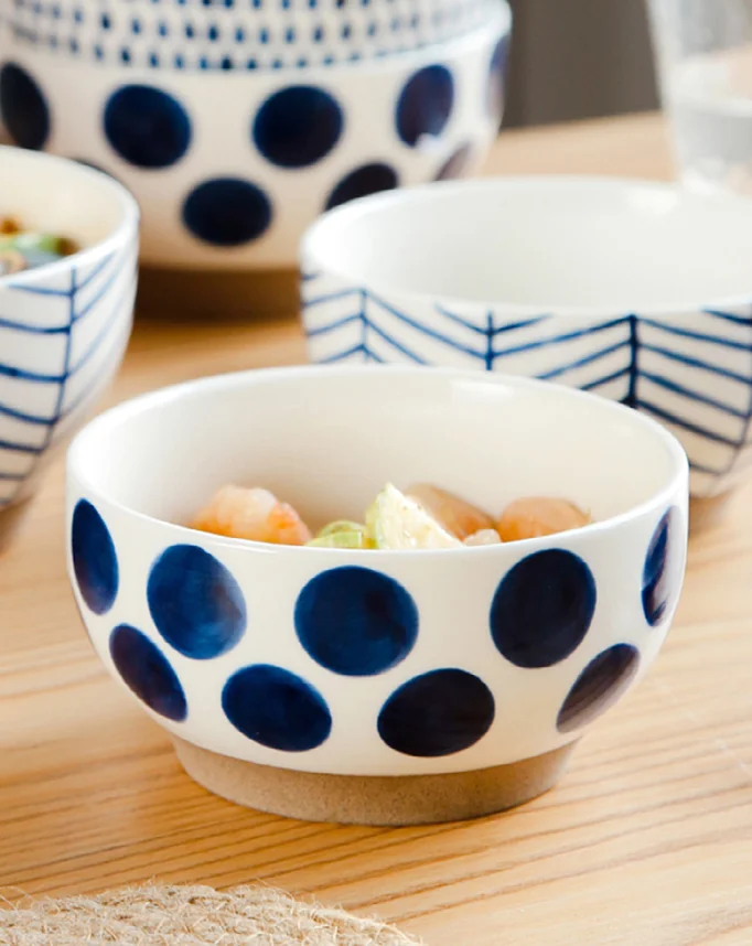 Japanese Nordic style blue raindrop household rice bowl, creative tableware hand-coloured noodle bowl