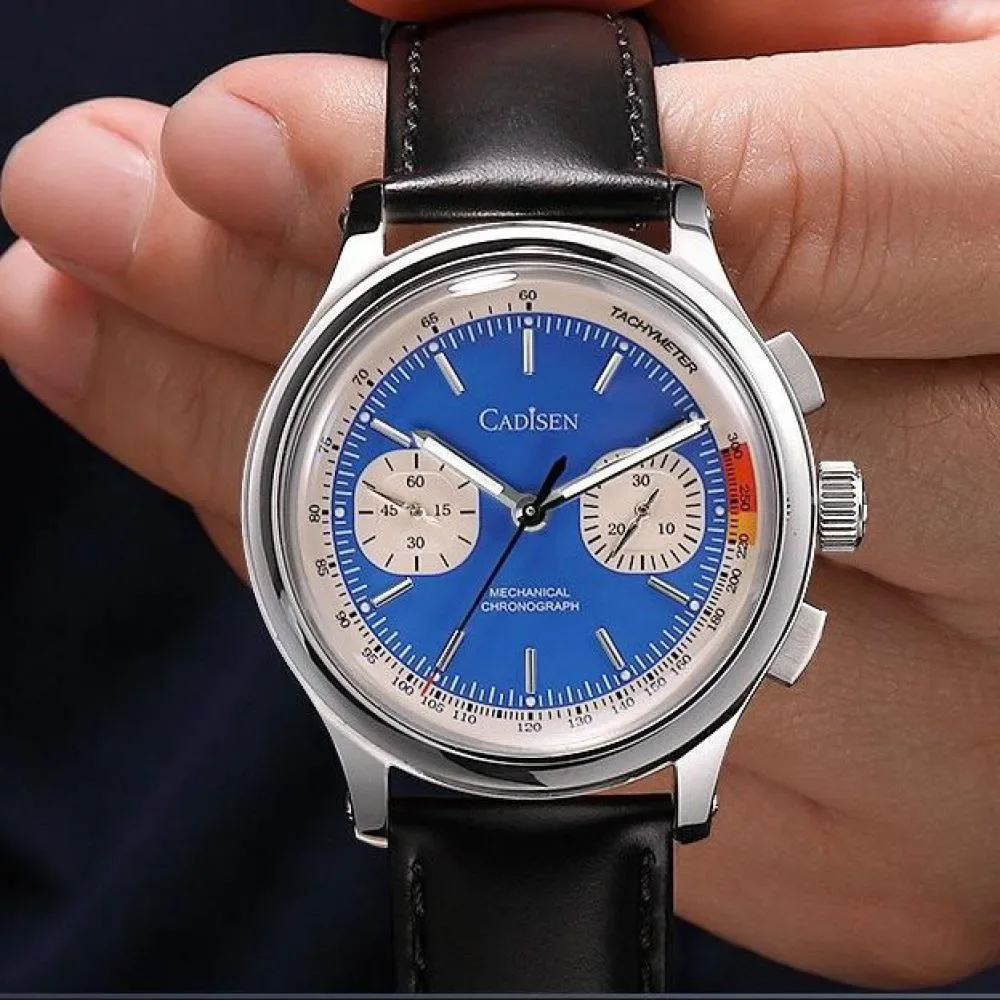 New Mechanical Chronograph Watch for Men Cadisen C8212 Automatic Wristwatch Curved Sapphire Crytal 10atm Waterproof Reloj Hombre
