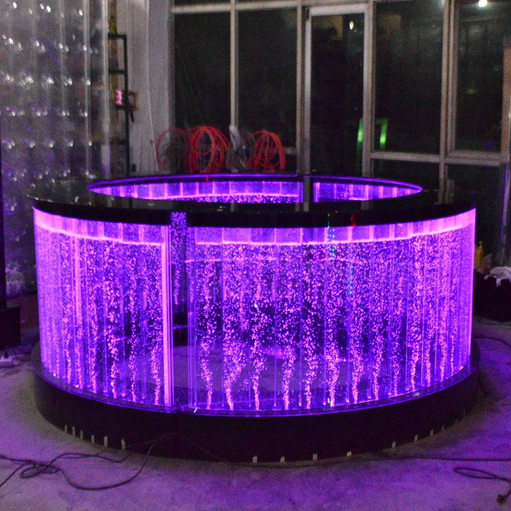 Foshan commercial acrylic night club water bubble wall led bar table dj counter design