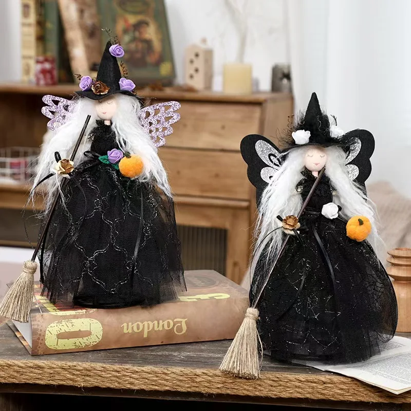 Hot Selling Halloween Cute Witch Dolls Tabletop Decoration for Home Decorative Treetop Star