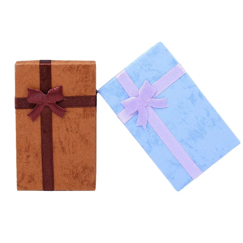 Custom Logo Small Jewelry Paper Packaging Gift Box Girls Earring Jewelry Mini Color Cheap Packing Storage Box With Ribbon