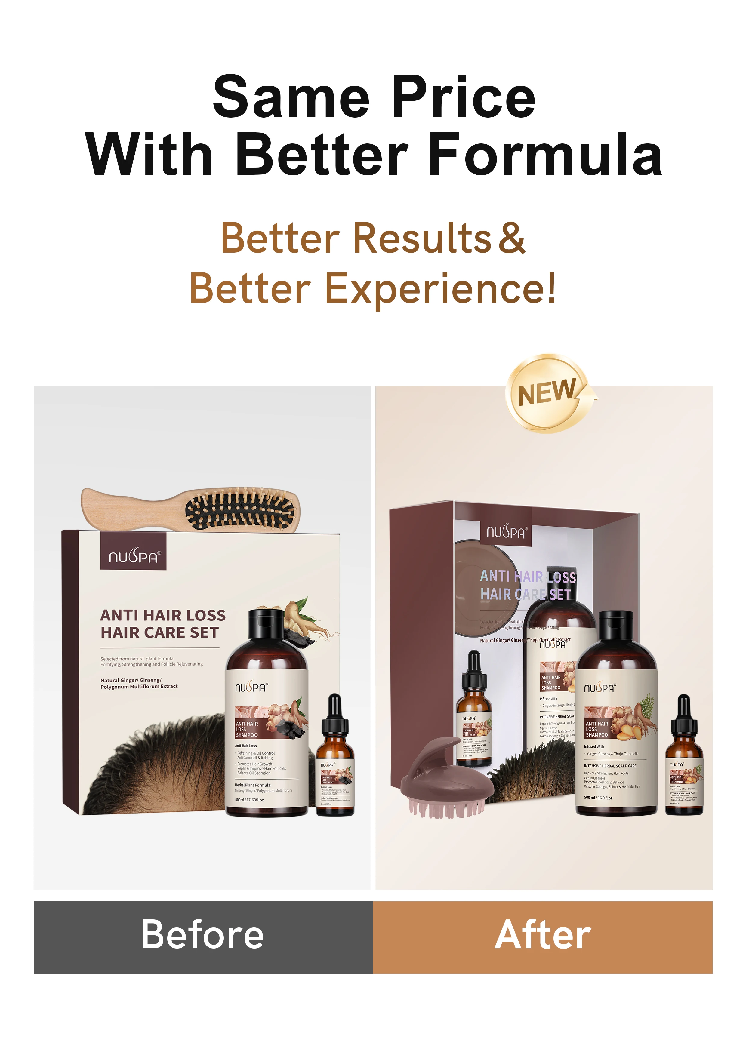 NUSPA Upgrade Formula Hair Care Sets Organic Ginger Thuja Orientails Leaf Extract Serum Anti Hair Loss Shampoo Serum