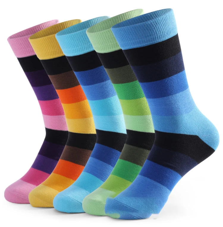 New striped sport socks men calf colored socks for men casual European and American funky socks for men