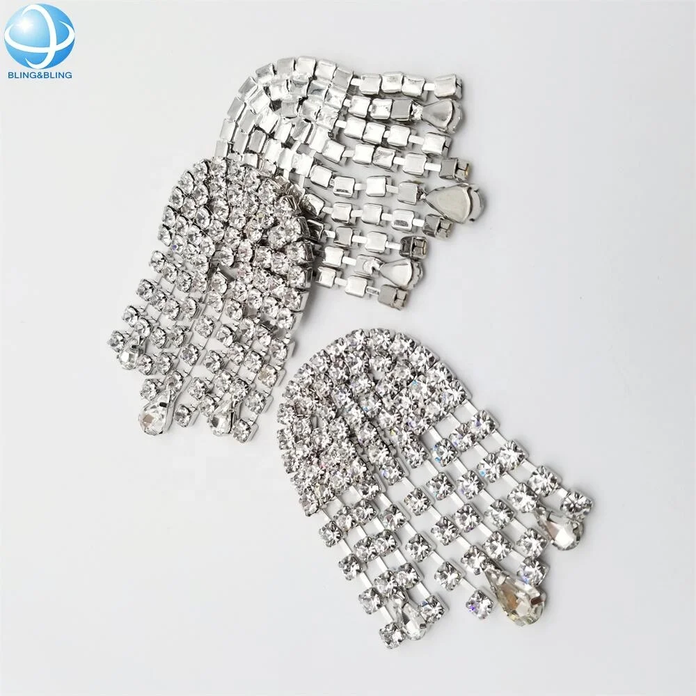 Sparkling Crystal Tassel Patch Rhinestone Applique For Clothing Accessories DIY Handmade Bag Shoe Buckle Hat Ornament Brooch pin