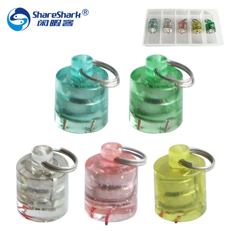 5Pcs/box Mini Cylindrical LED Underwater Flashing Fishing Lamp Built-in Battery waterproof Lure Attract Fishing Light