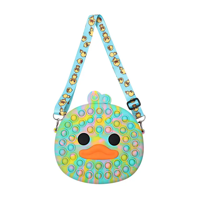 Children push pop bubble crossbody duck fidget bag stylish girls pop it sling bag