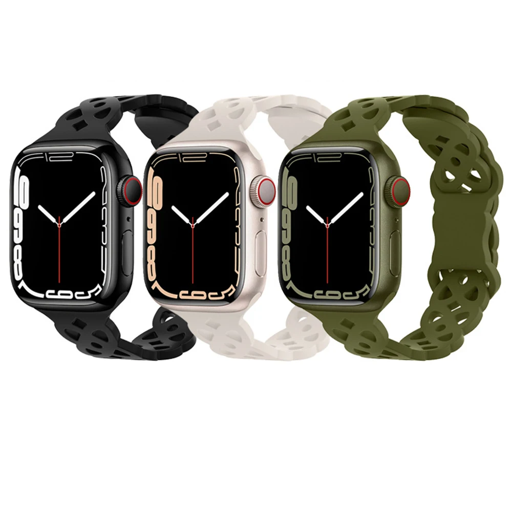 40 45 Mm Variety Correa De Reloj Para Smartwatch Strap Silicone Holes Breathable Band For Apple Watch Series 7 8