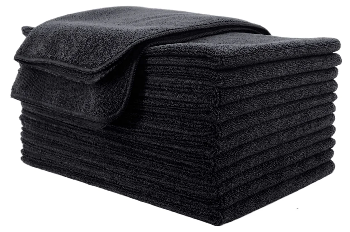 Microfiber Car Wash cloth black color microfibre cleaning rags  Premium Microfiber cleaning toalla  350GSM 16 in.x 16 in.