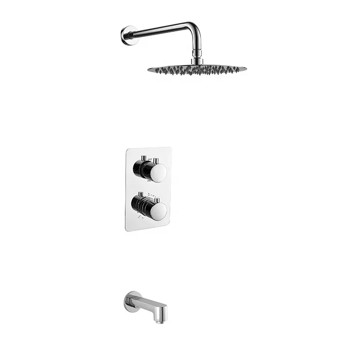 Lanerdi Faucet Manufacturer Chrome Ceiling Mount Thermostatic Shower System with Rainfall Showerhead and Hand Shower Body Jets