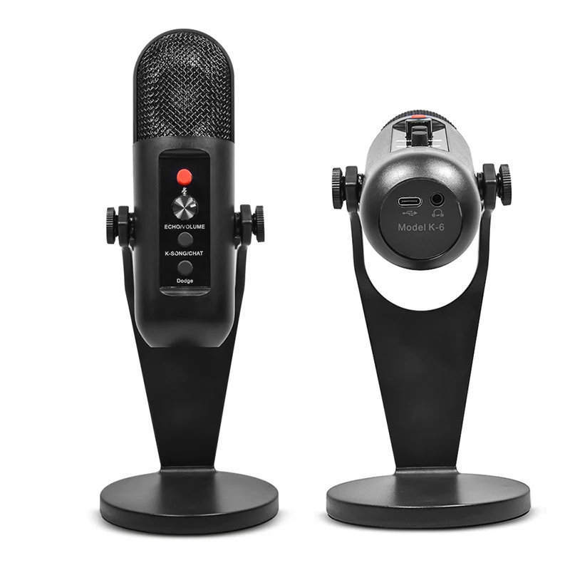 New K-6 USB Wireless Microphone For Laptop PC Computer Desktop Condenser Mic Set For Podcasting Gaming  With Adjustable Stand