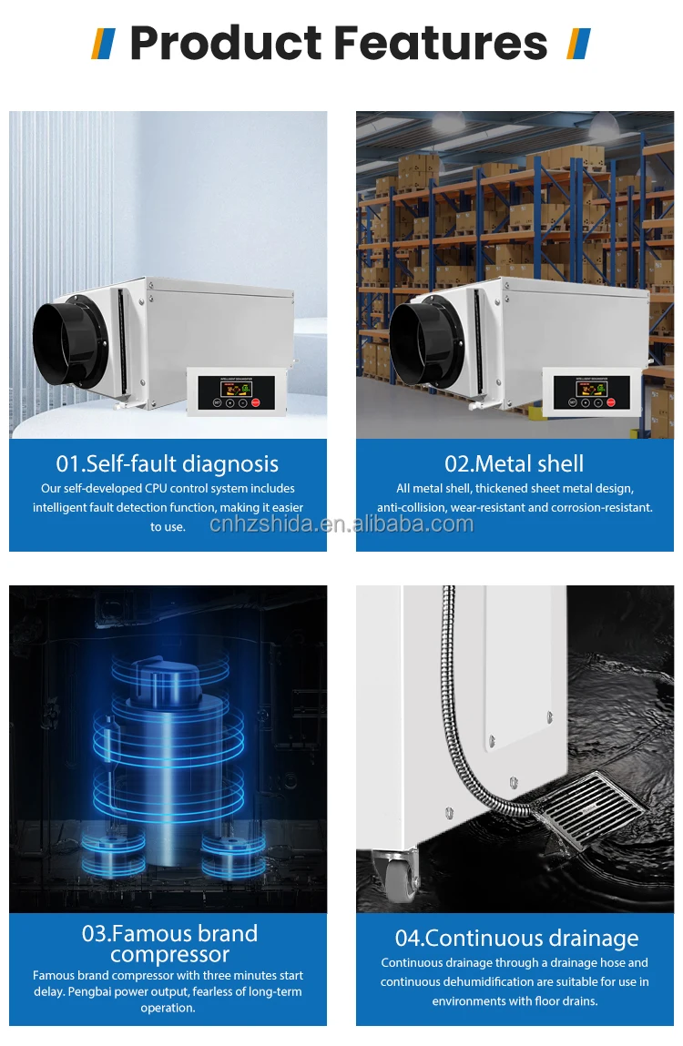 26L Commercial Ceiling Dehumidifier with LED Display Home Indoor Greenhouse Grow Room Air Purifier Plants Removable Water Tank