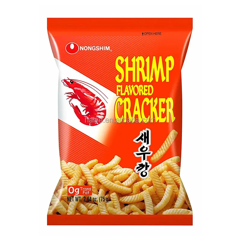 Custom Printed Snack Food Packaging Plastic Back Sealing Bags Shrimp Strips Crackers Potato Chips Crisp Popcorn Packaging Bag