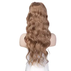 wrap around drawstring ponytail curly long wavy 24inch heat resistant body wave synthetic hair ponytails extensions fiber ties