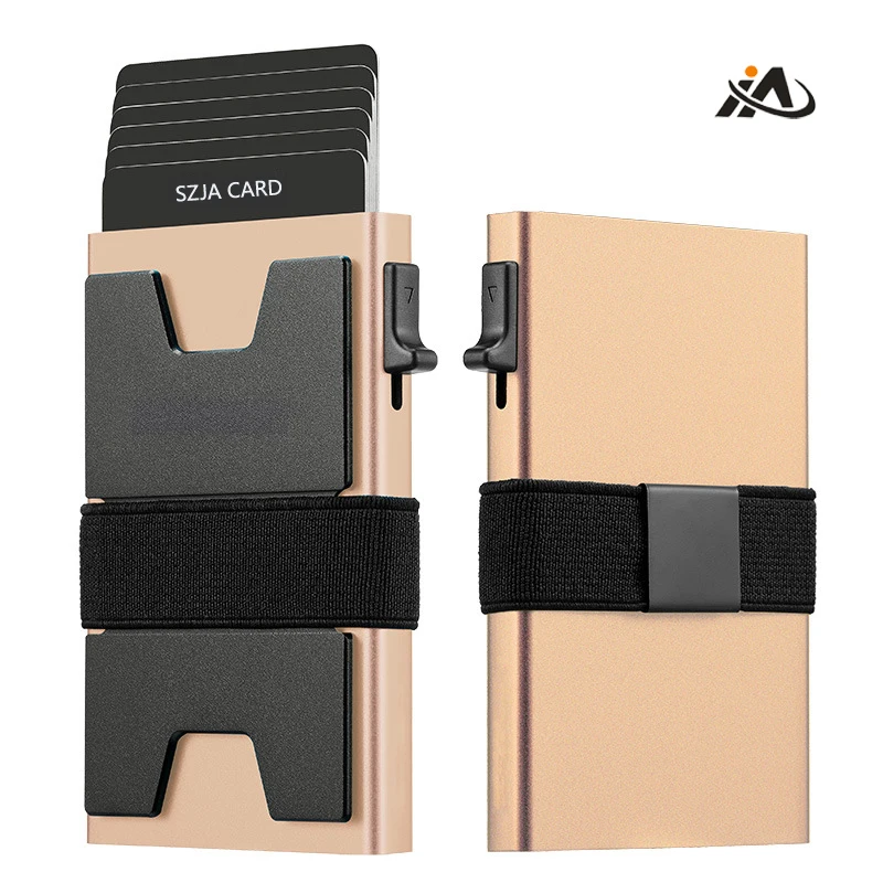 Customized Aluminum RFID Blocking Wallet Metal Minimalist Card holder Push Button Card Access