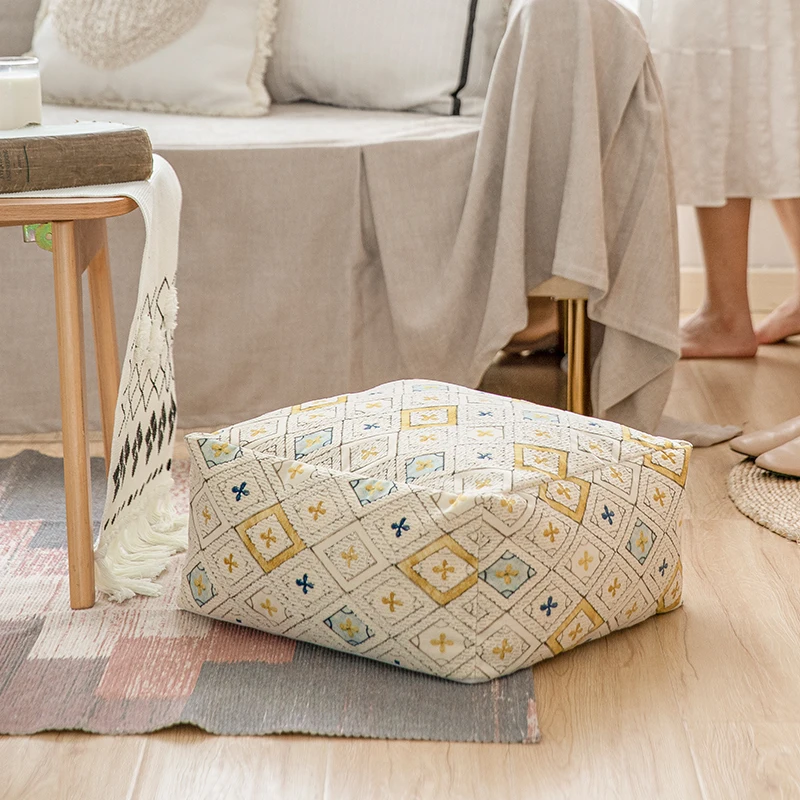 2022 New Christmas Modern moroccan pouf ottoman footstool outdoor abstract home decor flocking boho pouf cover pouf ottomans