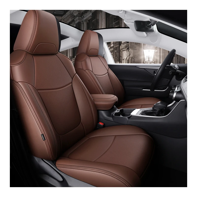 Luxury Nappa Leather Original Custom Fit for Toyota RAV4 Corolla CHR Camry Car Waterproof Front and Rear Seat Covers Cushion Red