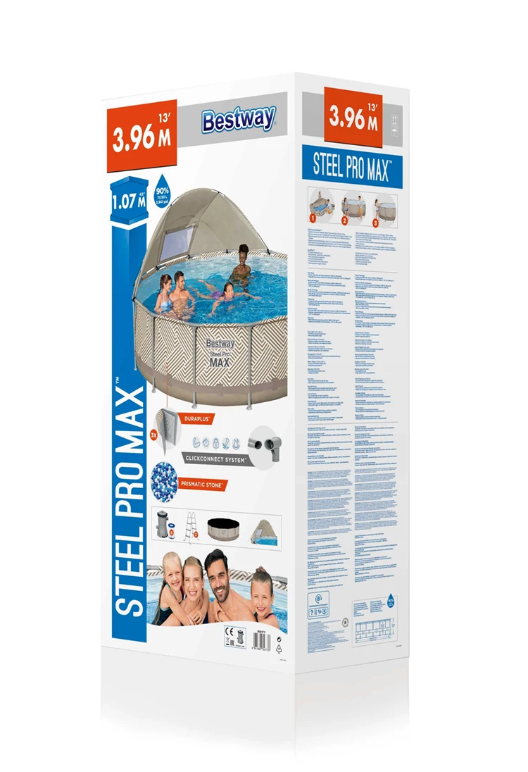Bestway 561FY сталь Pro Max Piscina открытый складной сад ПВХ круглый наземный бассейн с навесом